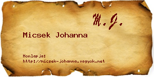 Micsek Johanna névjegykártya